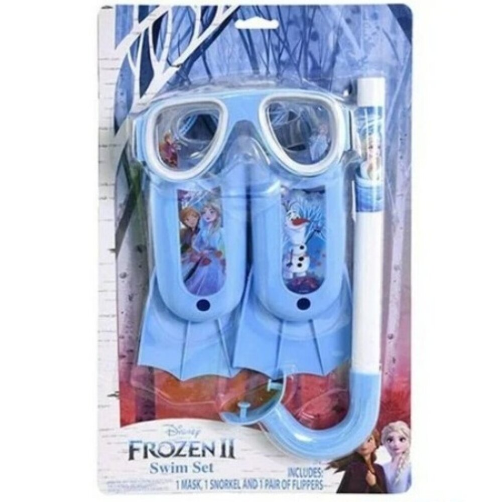 Frozen II Kids Swim Set Mask Snorkel Flippers Anna Elsa Olaf (33523)